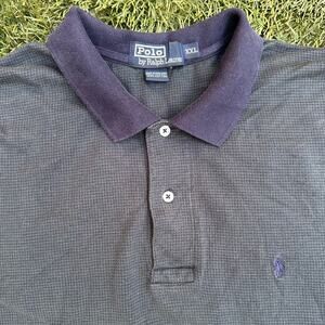 Vtg Polo Ralph Lauren Mens Classic Polo Micro Houndstooth Contrast Trim RARE XXL